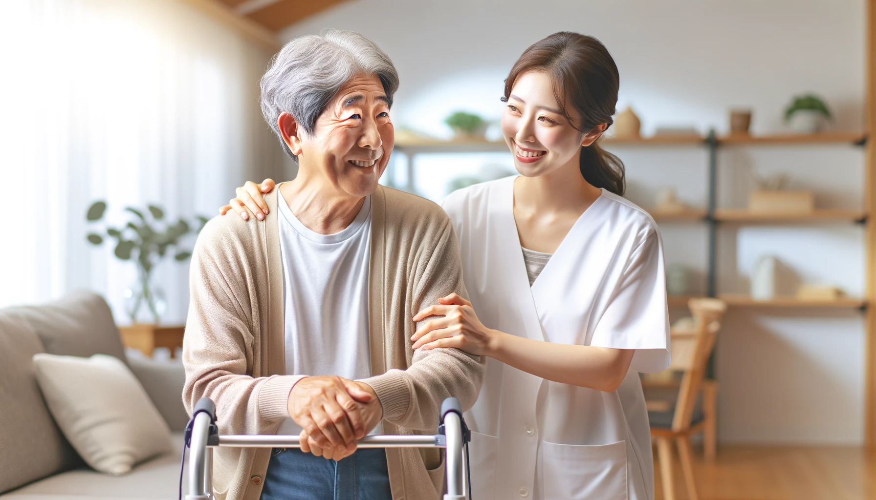하남시 더케어방문요양센터 요양보호사가 어르신을 돌보는 모습